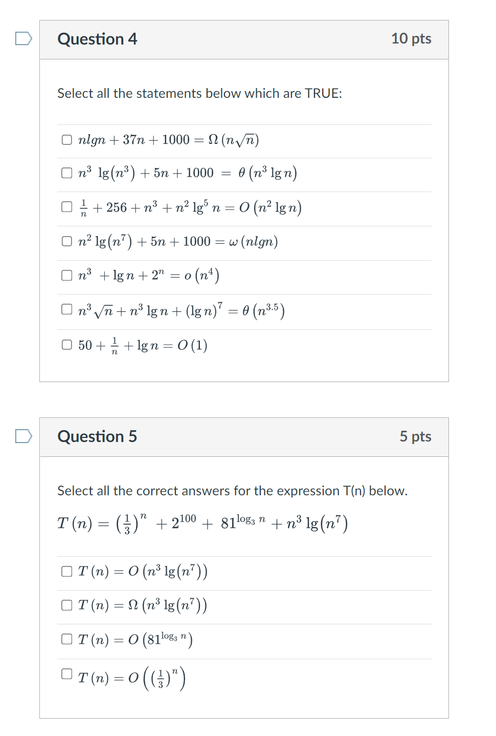 Solved Select All The Statements Below Which Are TRUE: | Chegg.com