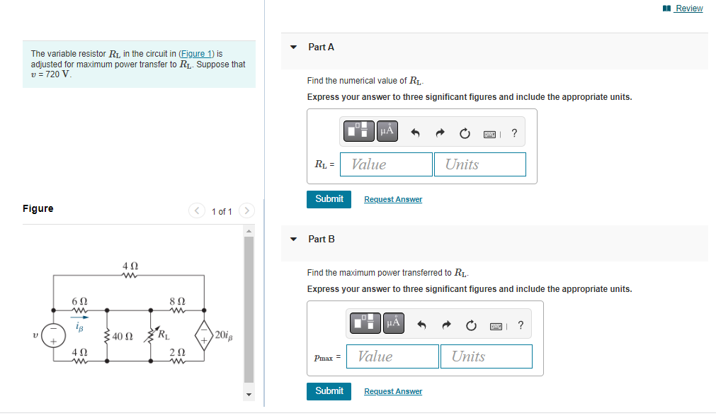 Solved The variable resistor RL in the circuit in (Figure 1)