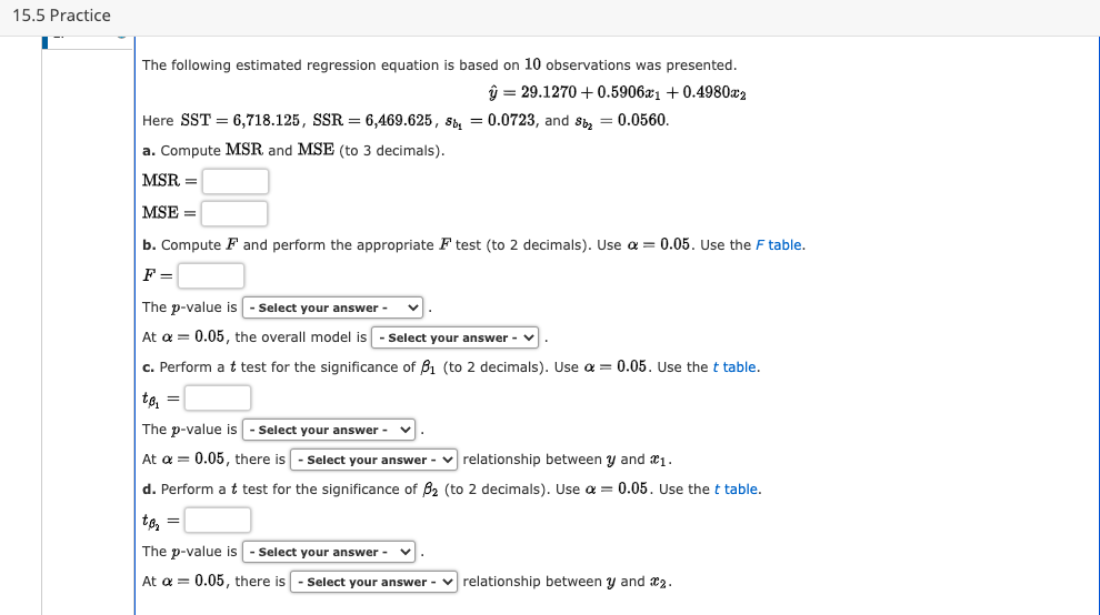 Solved The Following Estimated Regression Equation Is Based 3925