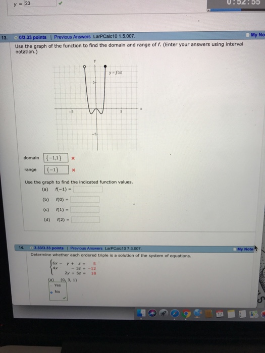 Solved 0.52/55 y 23 0/3.33 points Previous Answers | Chegg.com