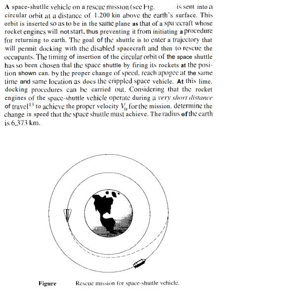 Solved A space-shutlle vehicle on a rescue mission (see Fig. | Chegg.com