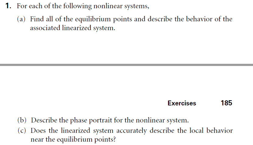 Solved 1 For Each Of The Following Nonlinear Systems A Chegg