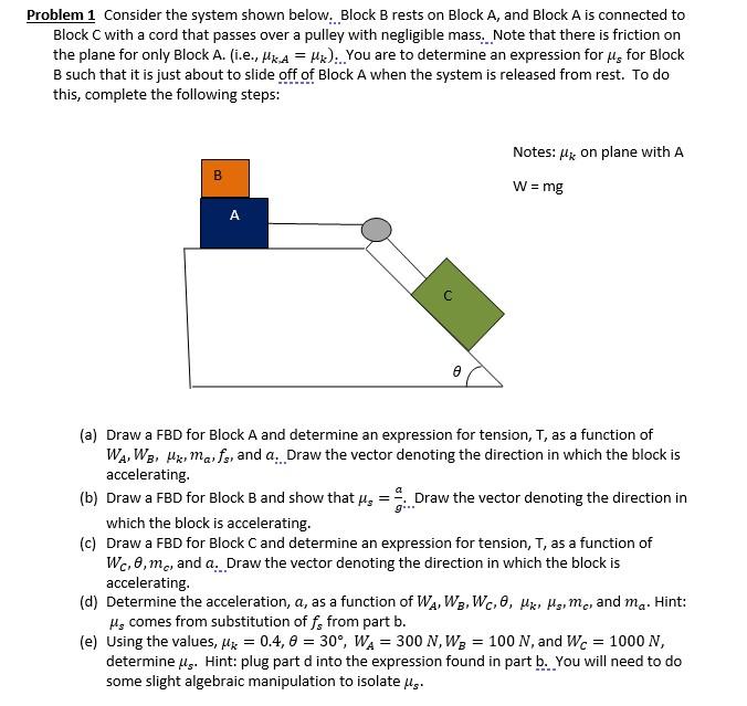 Solved Problem 1 Consider The System Shown Below. Block B | Chegg.com