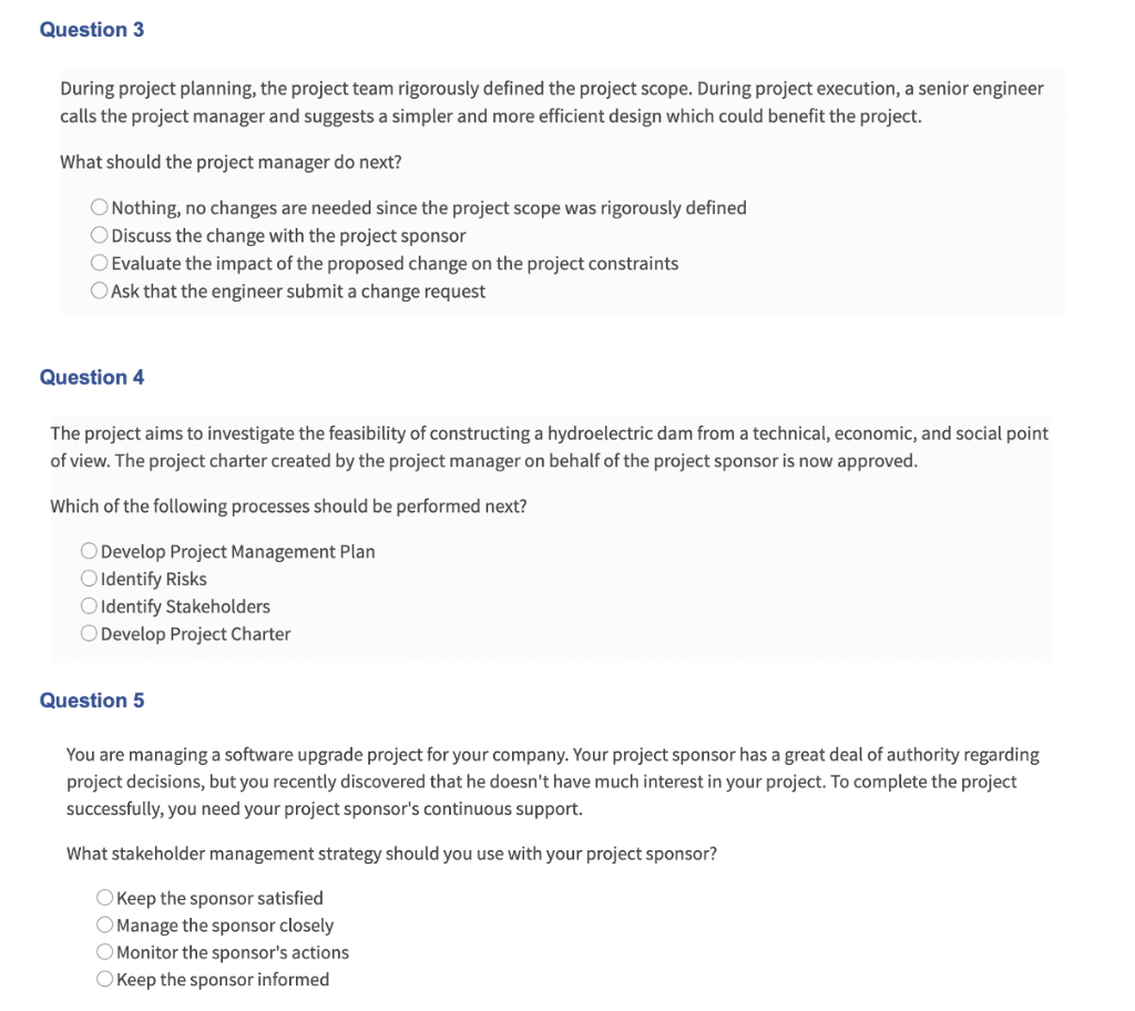 Solved Question 1 The Project Management Plan Specifies That | Chegg.com