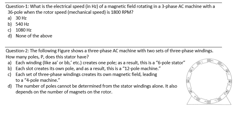 Solved Question-1: What is the electrical speed (in Hz ) of | Chegg.com