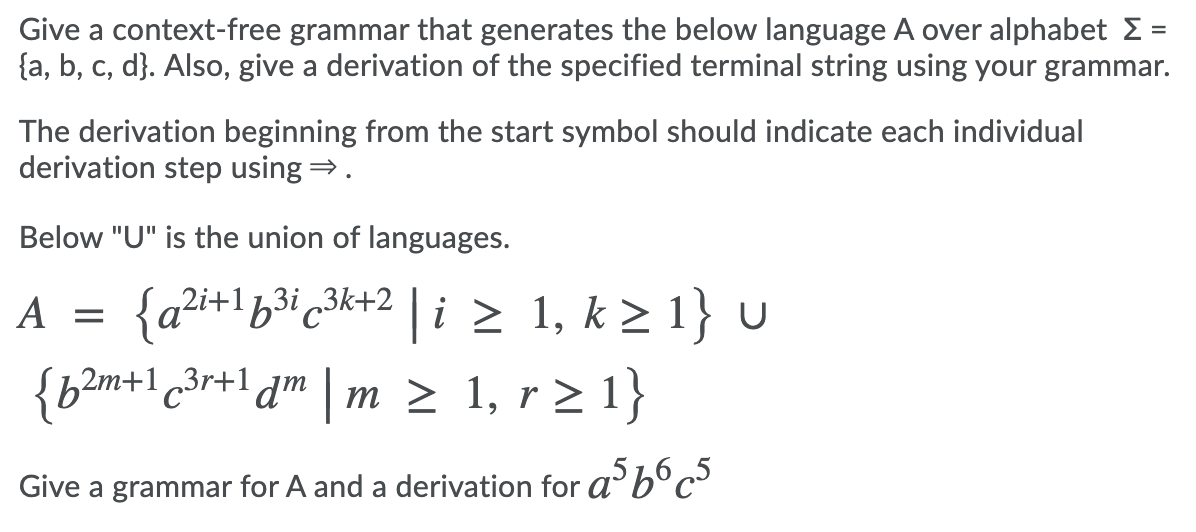 Solved Give A Context-free Grammar That Generates The Below | Chegg.com