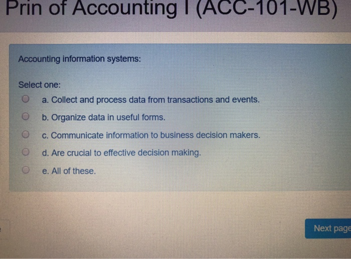 Solved Prin Of Accounting I (ACC-101-WB) Accounting | Chegg.com