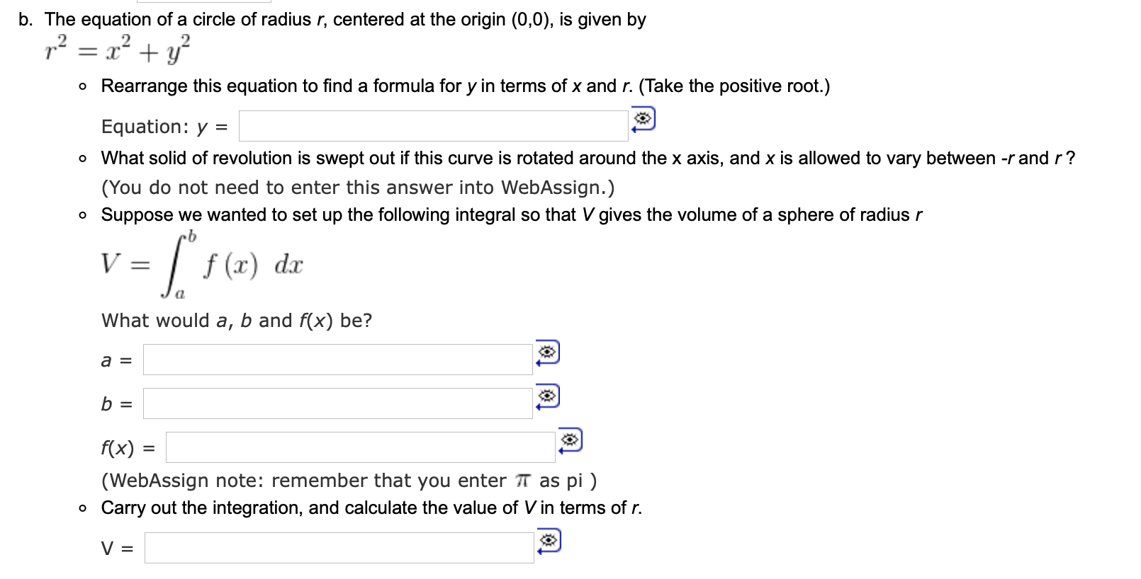 Solved B The Equation Of A Circle Of Radius R Centered At Chegg Com