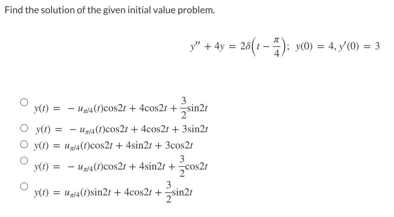 Solved Find the solution of the given initial value problem. | Chegg.com