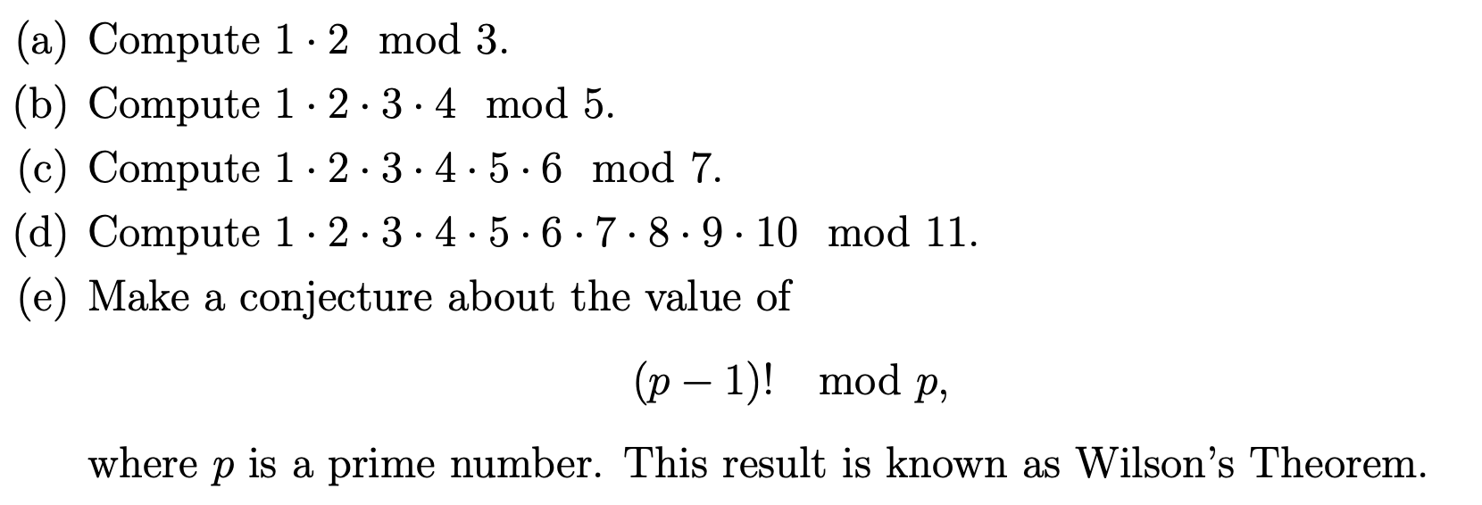 Solved (a) Compute 1.2 Mod 3. (b) Compute 1.2.3.4 Mod 5. (c) | Chegg.com