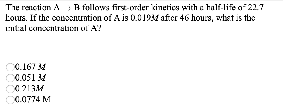 Solved The Reaction A + B Follows First-order Kinetics With | Chegg.com