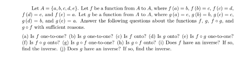 Solved Let A={a,b,c,d,e}. Let F Be A Function From A To A, | Chegg.com