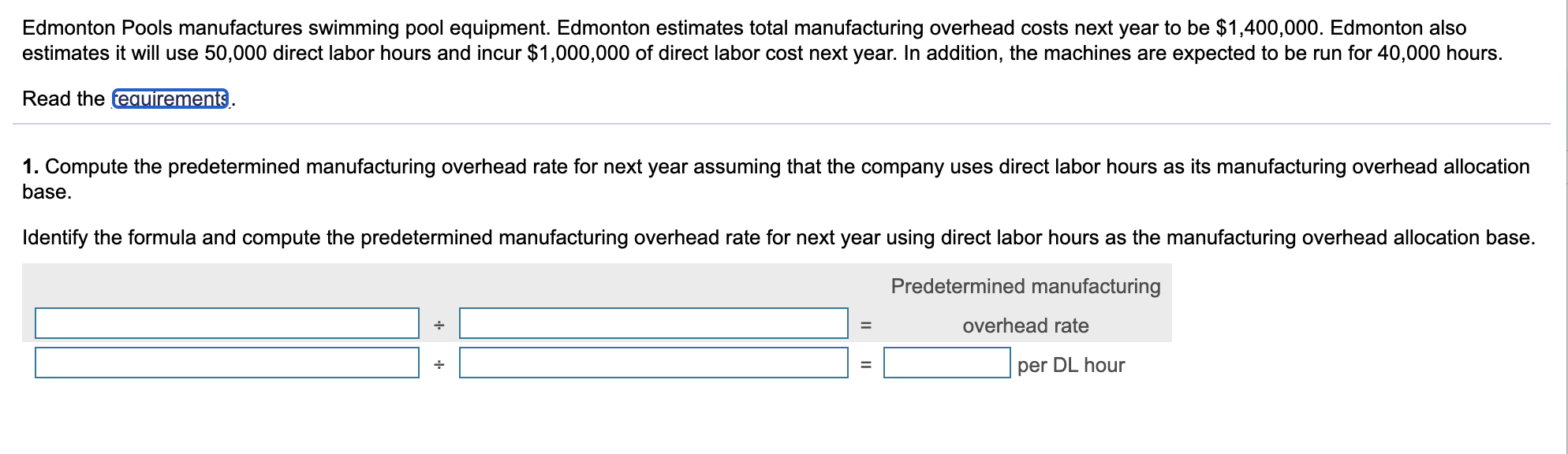 Solved Edmonton Pools manufactures swimming pool equipment.