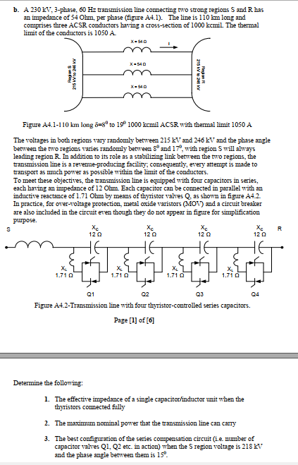 Solved b. A 230 LV, 3-phase, 60 Hz transmission line | Chegg.com