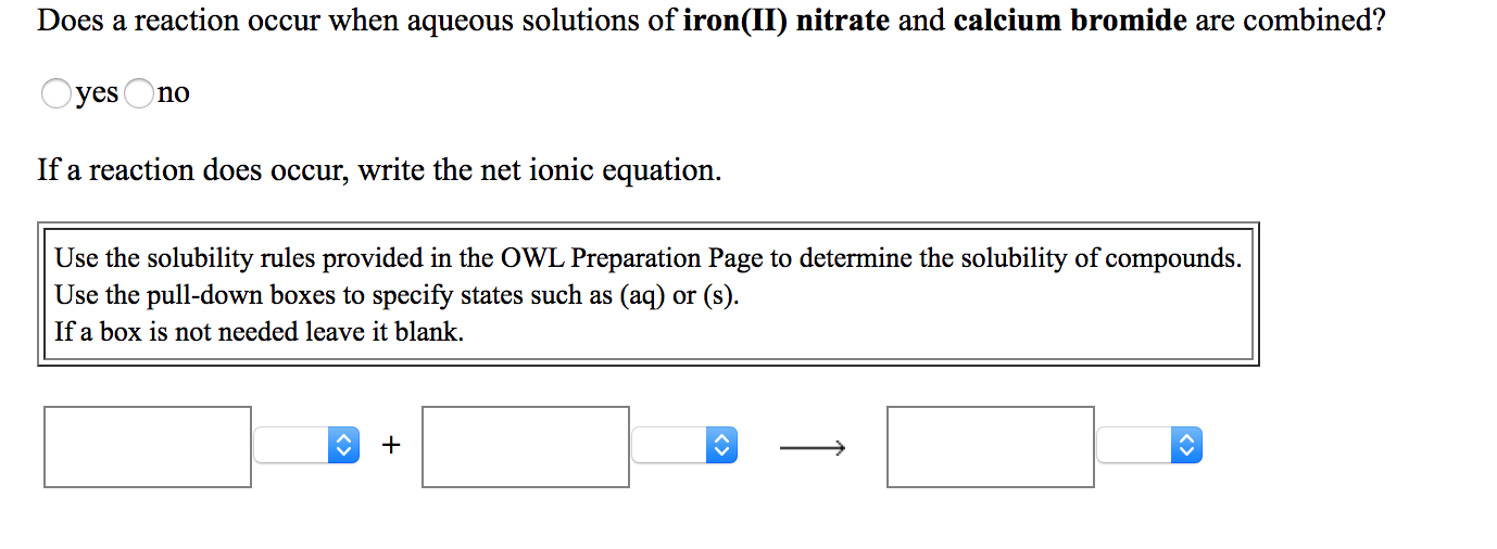 Does A Reaction Occur When Aqueous Solutions Of Chegg 