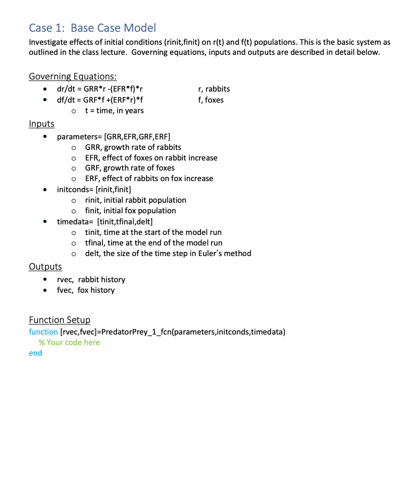 Solved Case 1: Base Case Model Investigate effects of | Chegg.com