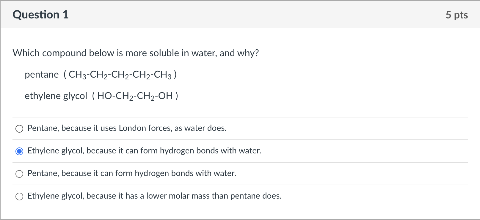 Solved Which compound below is more soluble in water, and | Chegg.com