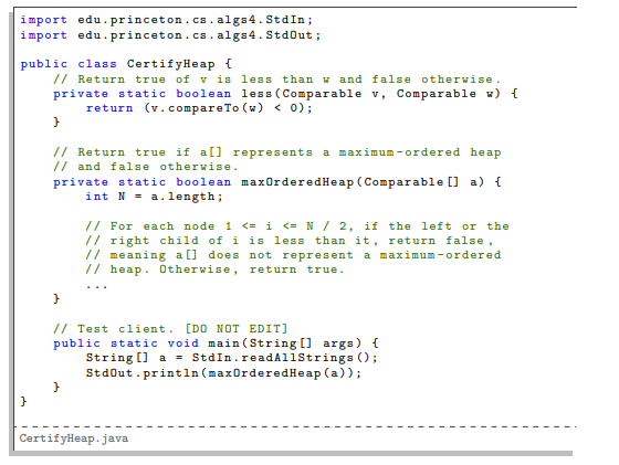 Solved Exercise 1. (Certify Heap) Implement the static | Chegg.com