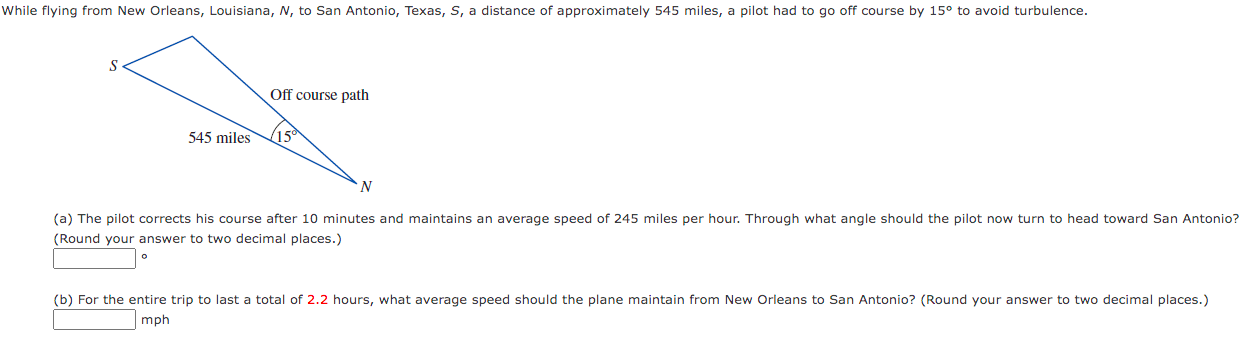 Solved While flying from New Orleans Louisiana N to San Chegg