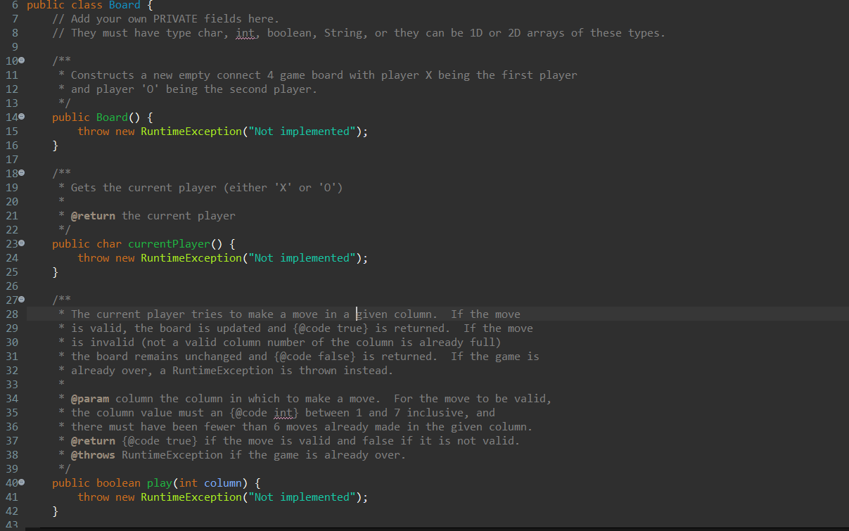 Solved 6 public class Board { 7 // Add your own PRIVATE | Chegg.com
