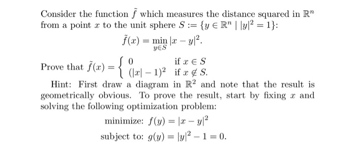 Solved Consider the function f which measures the distance | Chegg.com