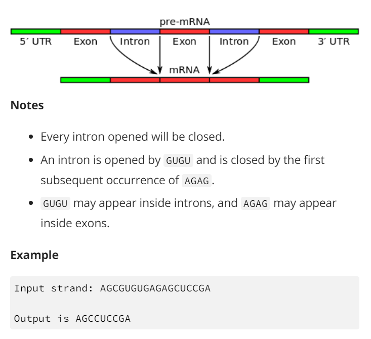 Solved Write a program in Python3 about RNA Splicing,when | Chegg.com
