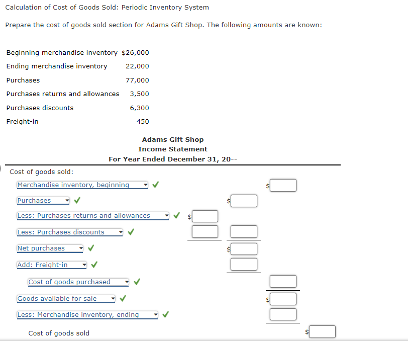 under periodic inventory system cost of goods sold are