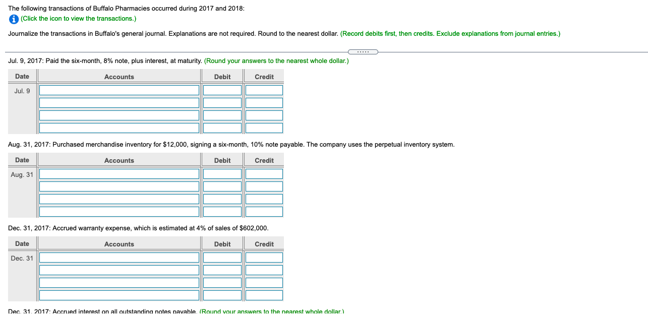 Solved The following transactions of Buffalo Pharmacies | Chegg.com
