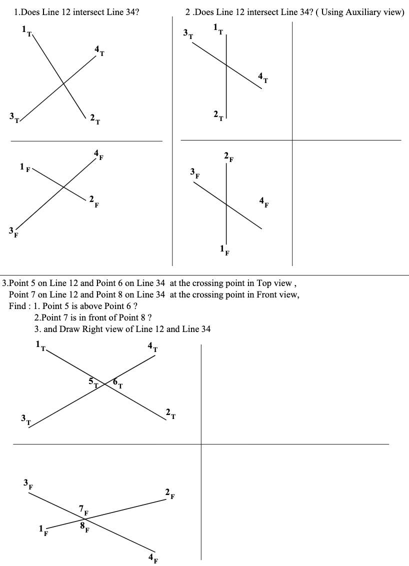 Solved 1.Does Line 12 intersect Line 34? 2.Does Line 12 | Chegg.com