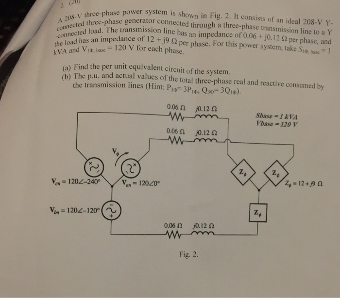 Solved A 208-V Three-phase Power System Is Shown In 2. It | Chegg.com