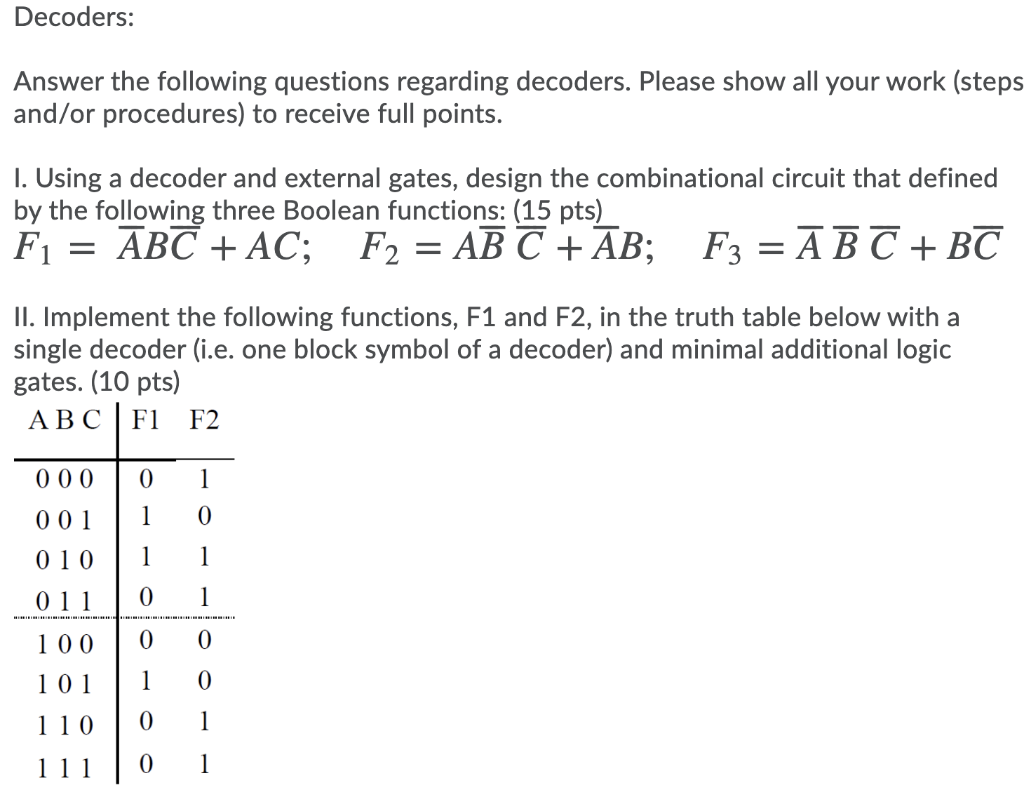 Solved Decoders: Answer the following questions regarding | Chegg.com