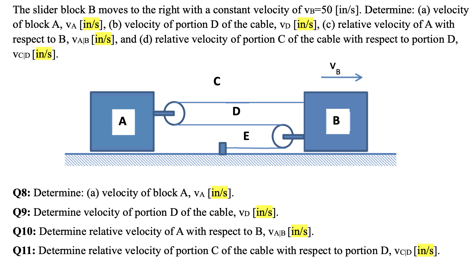 Solved The slider block B moves to the right with a constant