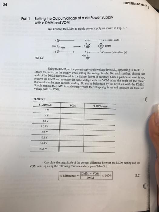 Solved EXPERIMENT dc 3 34 Setting the Output Voltage of a dc | Chegg.com