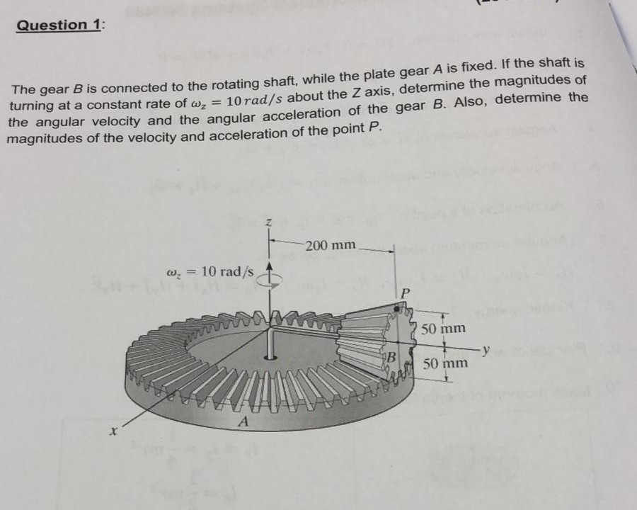 Solved Question 1: The gear B is connected to the rotating | Chegg.com