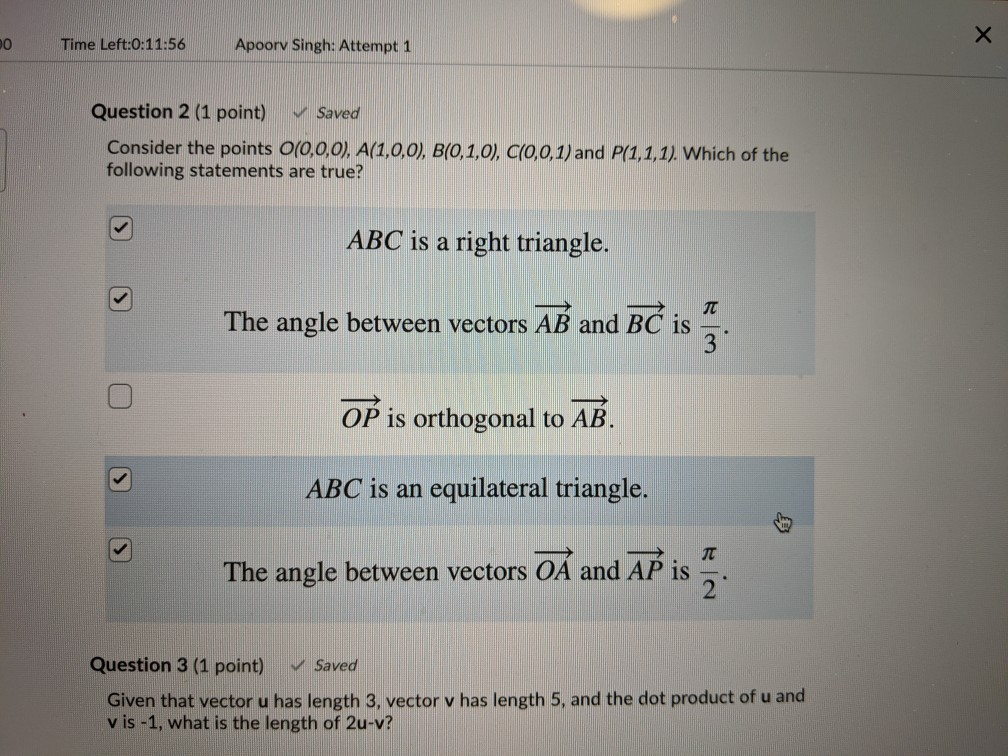 Solved Question 1 (1 Point) Saved Consider The Following | Chegg.com