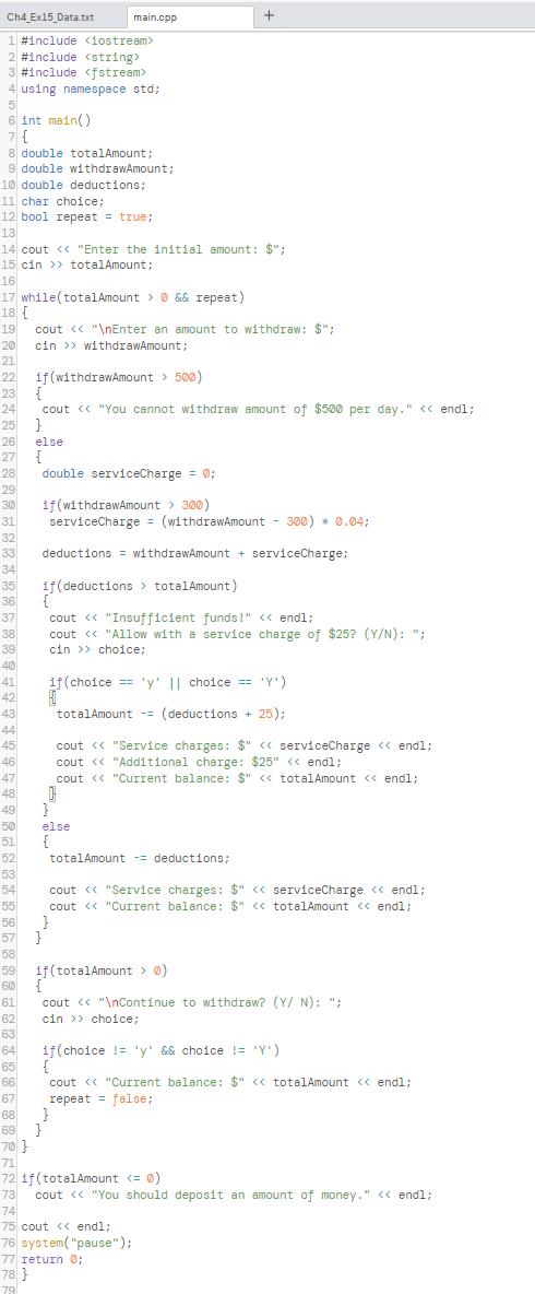 Solved Hi! I am having some trouble with this C++ exercise. | Chegg.com