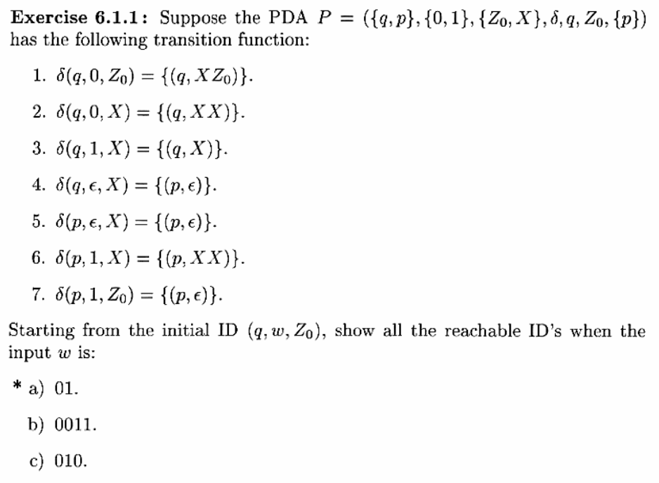 Solved B And Cexercise 6 1 1 Suppose The Pda P {q P}