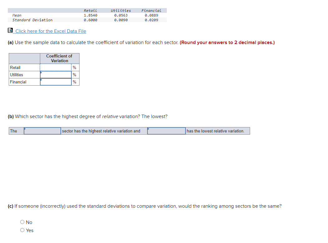 Solved 國 Click here for the Excel Data File (a) Use the | Chegg.com