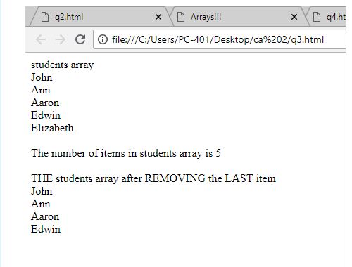 Solved QUESTION FOUR [20 MARKS]Using JavaScript Array write | Chegg.com