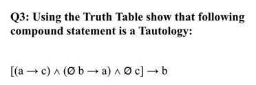 Solved Q3: Using the Truth Table show that following | Chegg.com