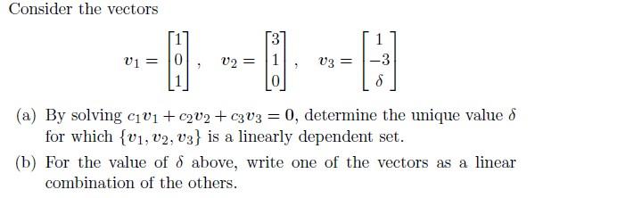 Solved Consider the vectors | Chegg.com