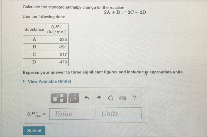 Solved Calculate The Standard Enthalpy Change For The Chegg Com