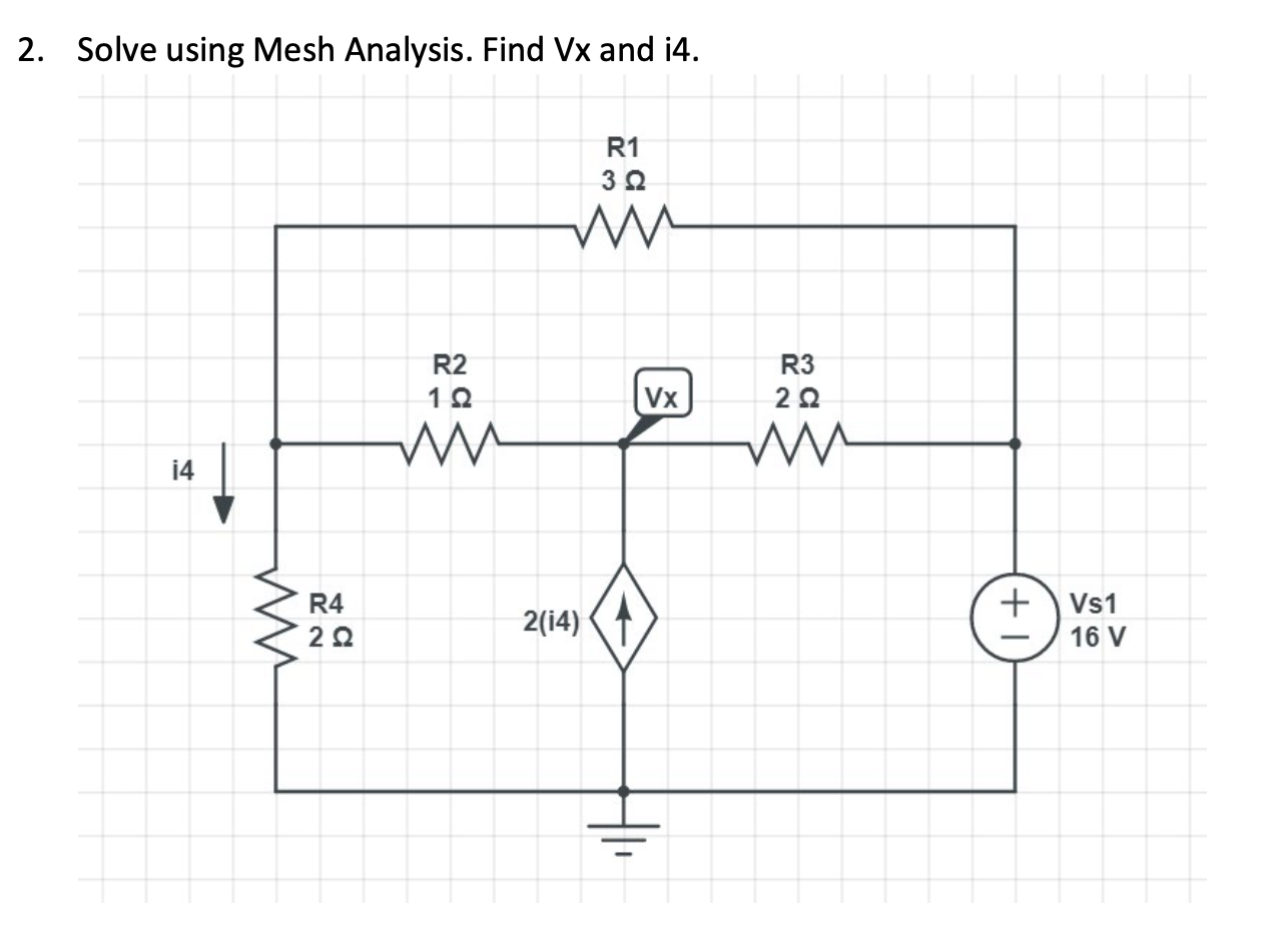 Solved 2. Solve Using Mesh Analysis. Find Vx And I4. | Chegg.com