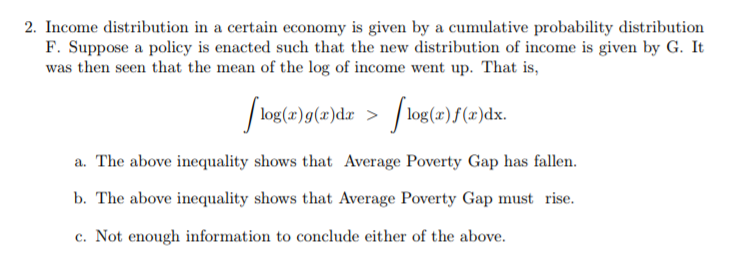 Solved 2. Income distribution in a certain economy is given | Chegg.com