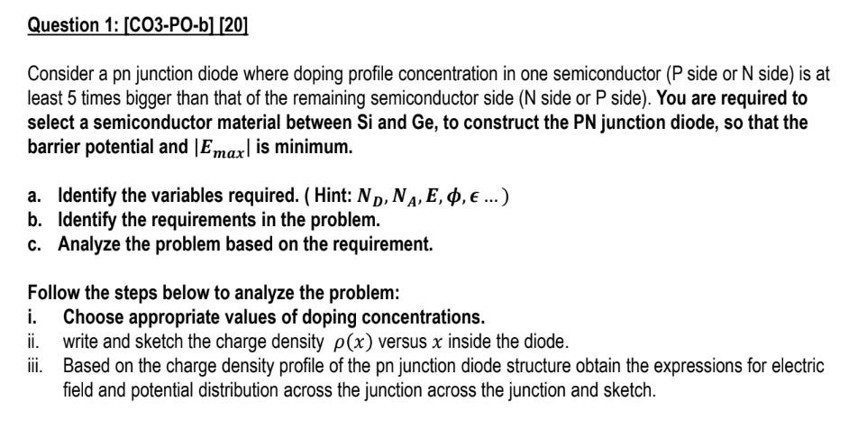 Solved Consider a pn junction diode where doping profile | Chegg.com