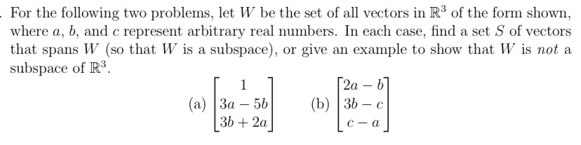 Solved For the following two problems, let W be the set of | Chegg.com