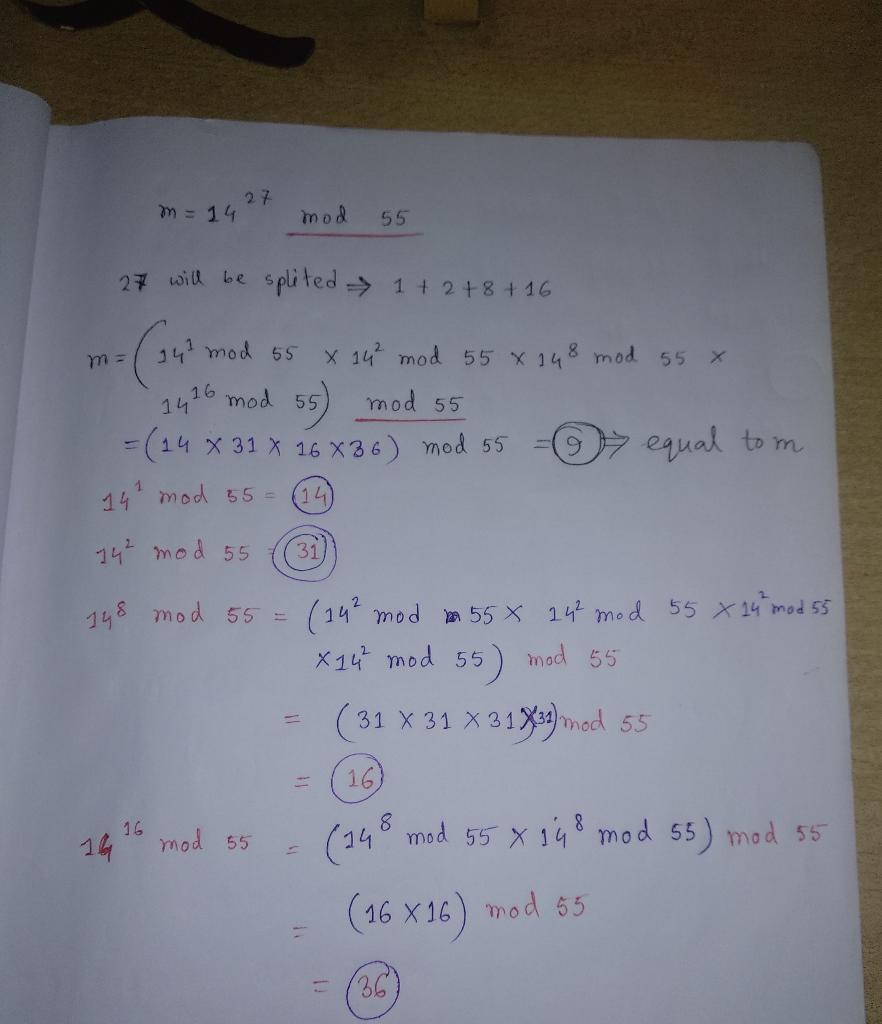 Solved Question: find the mod of given value using exact | Chegg.com