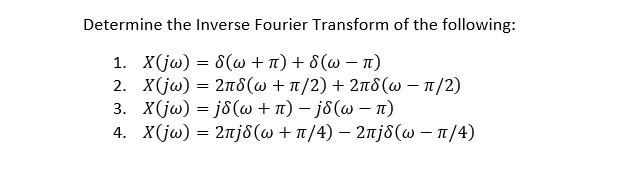 Solved Determine the Inverse Fourier Transform of the | Chegg.com