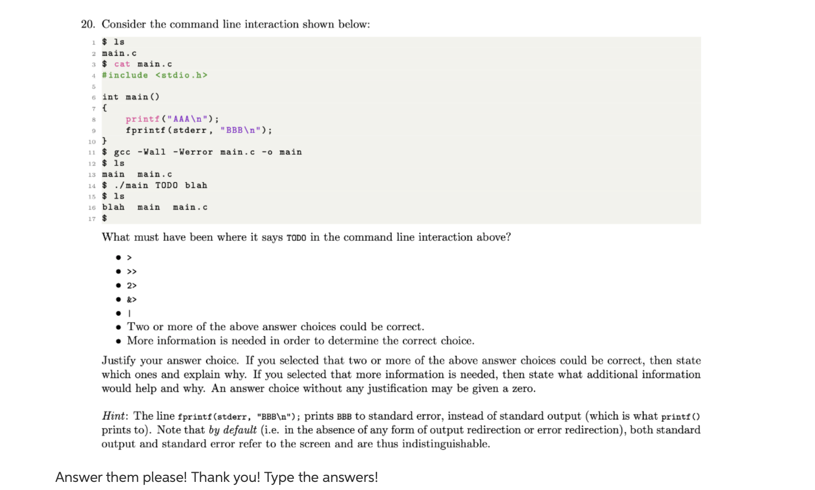 file descriptor for standard error
