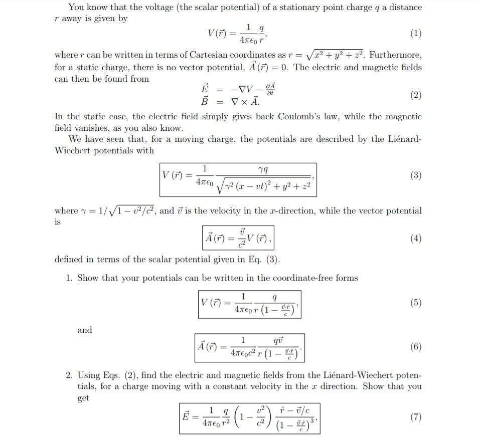 Solved You know that the voltage (the scalar potential) of a | Chegg.com